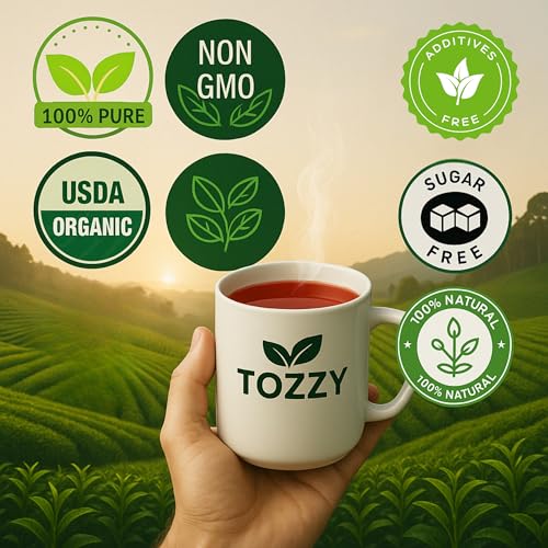 Tozzy Tea - 100 Count (Pyramid Tea Bags) | Pure Plant-Based Ingredients | Eco-Conscious Packaging