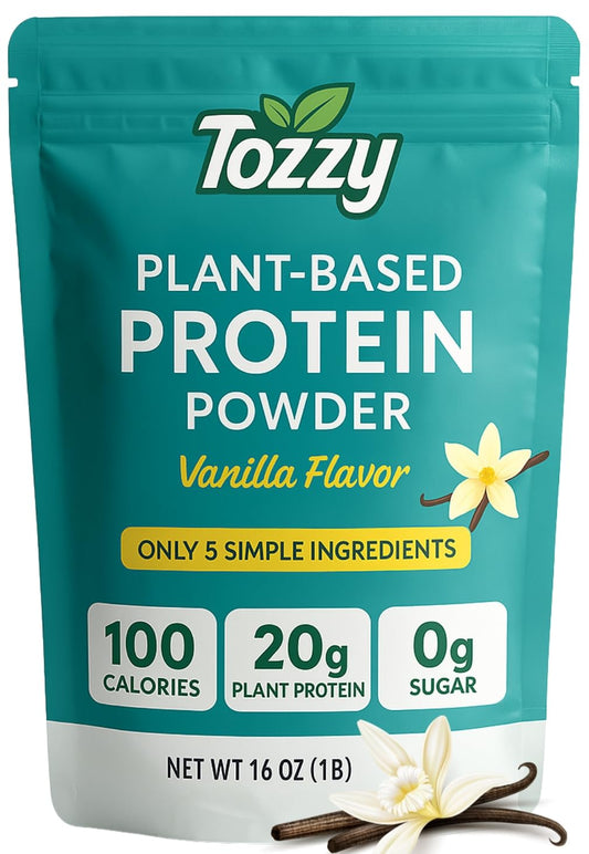 TOZZY Plant Protein – Vanilla | Only 5 Simple Ingredients | 20g Protein, 0g Sugar | Vegan Pea Protein