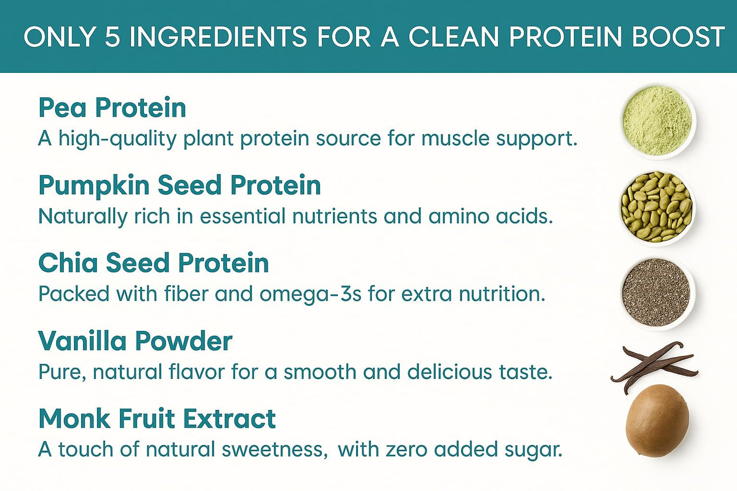 TOZZY Plant Protein – Vanilla | Only 5 Simple Ingredients | 20g Protein, 0g Sugar | Vegan Pea Protein